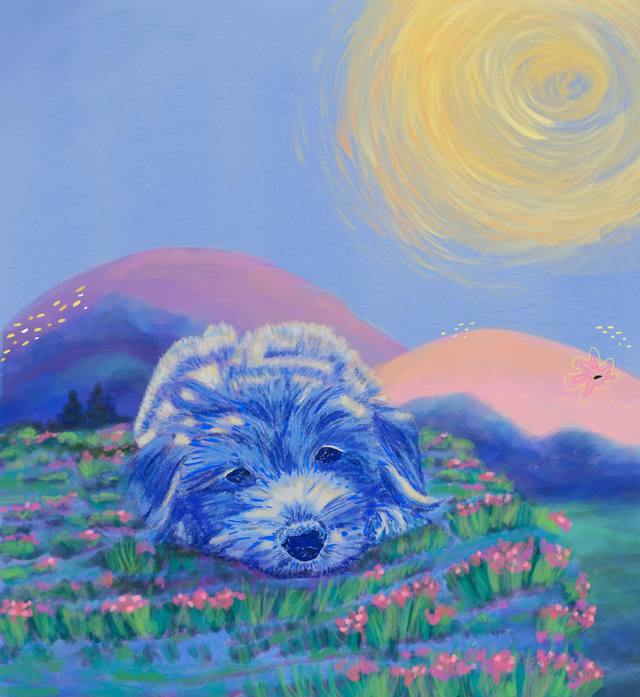 the puppy at the vet — the finished painting